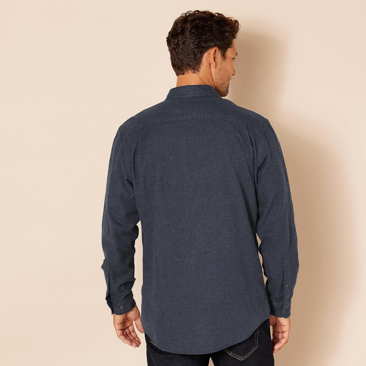 Amazon Essentials Men's Regular-Fit Two-Pocket Flannel Shirt Dark Denim Large