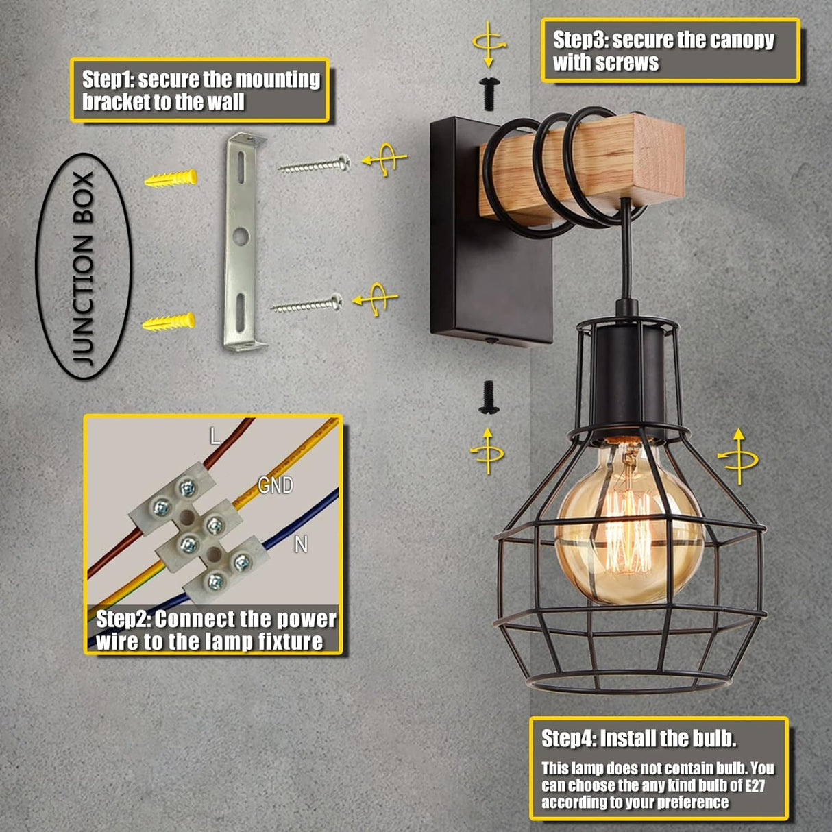 ENCOFT 2 Pack Vintage Wall Light