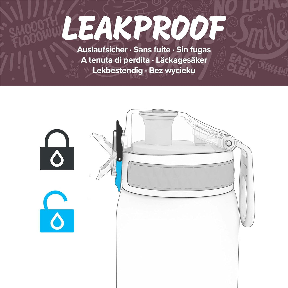 Ion8 Leak Proof Kids Water Bottle BPA Free Camping 350ml (12oz)