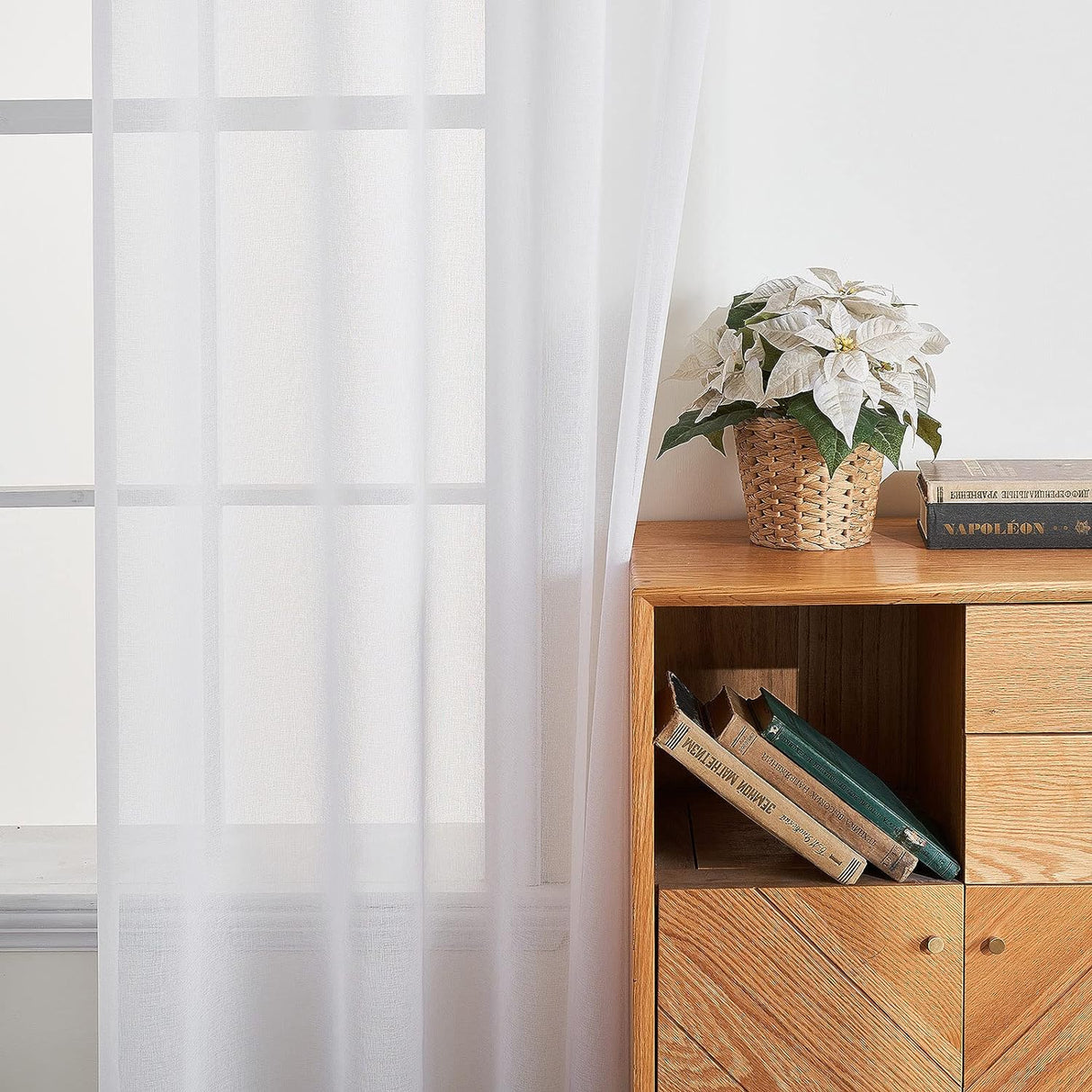 EMEMA Set of 2 Sheer Voile Curtains