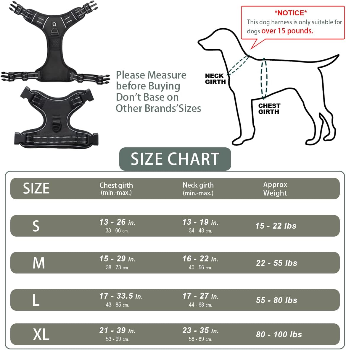 Dog Training Harness Vest Black