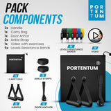 PORTENTUM Resistance Weight Building Kit 150 lbs 12 Elastic Bands for Yoga