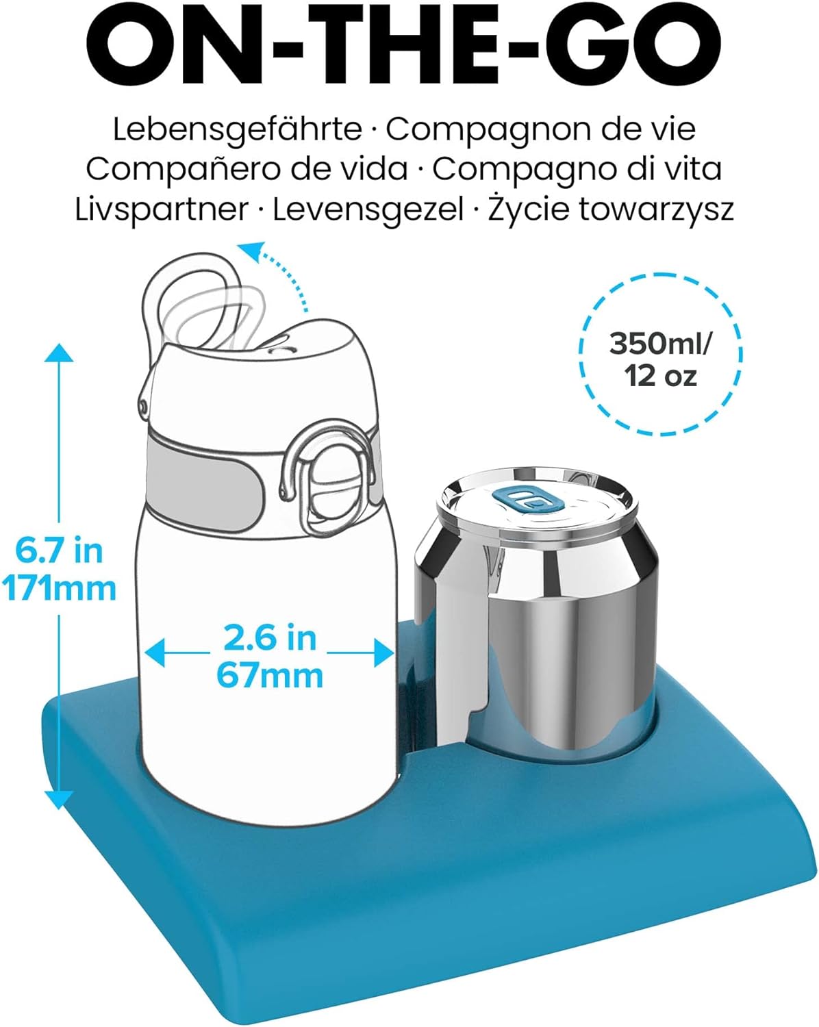 Ion8 Kids Water Bottle 350 ml/12 oz Leak Proof Easy to Open Sharks Design