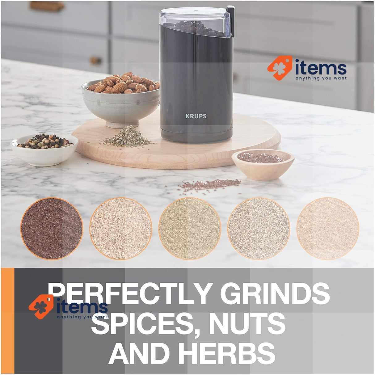 KRUPS Coffee Mill and Spice Grinder 12 Cup Easy to Use Black