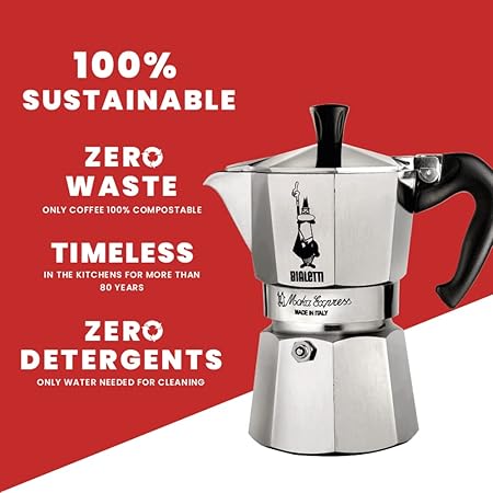 Bialetti Moka Express Aluminium Stovetop Coffee Maker (12 Cup) Silver