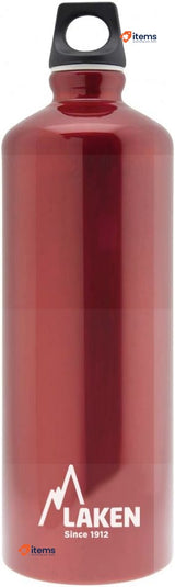 Laken Futura Water Bottle with Narrow Mouth, Lightweight Aluminum BPA, 1 L Red