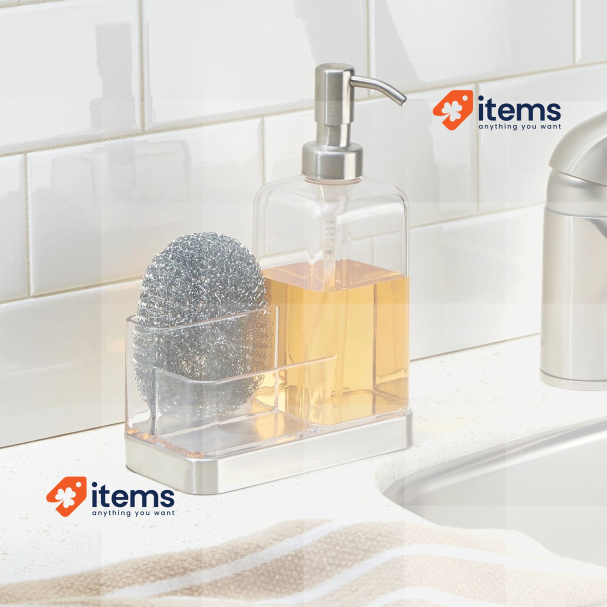 iDesign Forma 706361 2-Piece Bathroom Set Soap Dispenser and Sponge