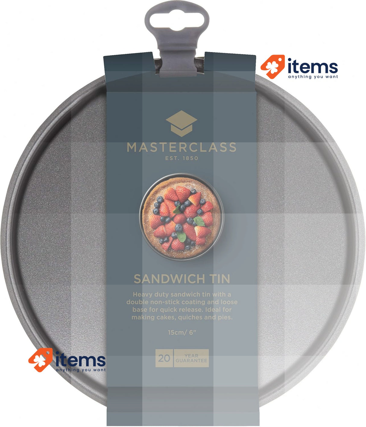 MasterClass Round Cake Tin 15 cm, With Loose Base, Non-Stick, Carbon, 6 inches