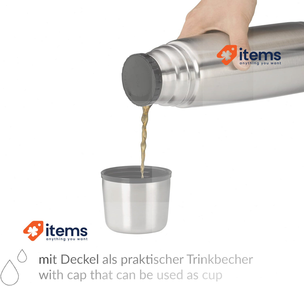 Alfi isoTherm Thermos Bottle 1.0 L Perfect Stainless Steel with Screw Cap