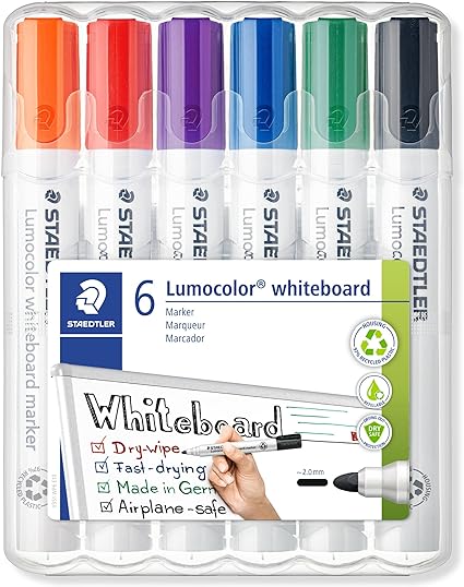 Staedtler 351WP6 Bullet Tip Whiteboard Marker, Pack of 6