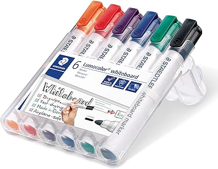 Staedtler 351WP6 Bullet Tip Whiteboard Marker, Pack of 6