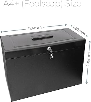 Cathedral A4+ Steel File Box with Starter Pack of 5 Suspension Files Black