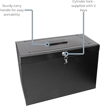 Cathedral A4+ Steel File Box with Starter Pack of 5 Suspension Files Black