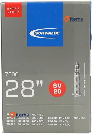 Schwalbe SV20 Tube Presta Lightweight 65 G (700 X 18 - 25C) 27 1.00 28 27 x 1.00