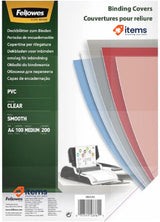 Fellowes A4 Binding Cove 100 - 40 Clear PVC Covers Micron Transparent Protective