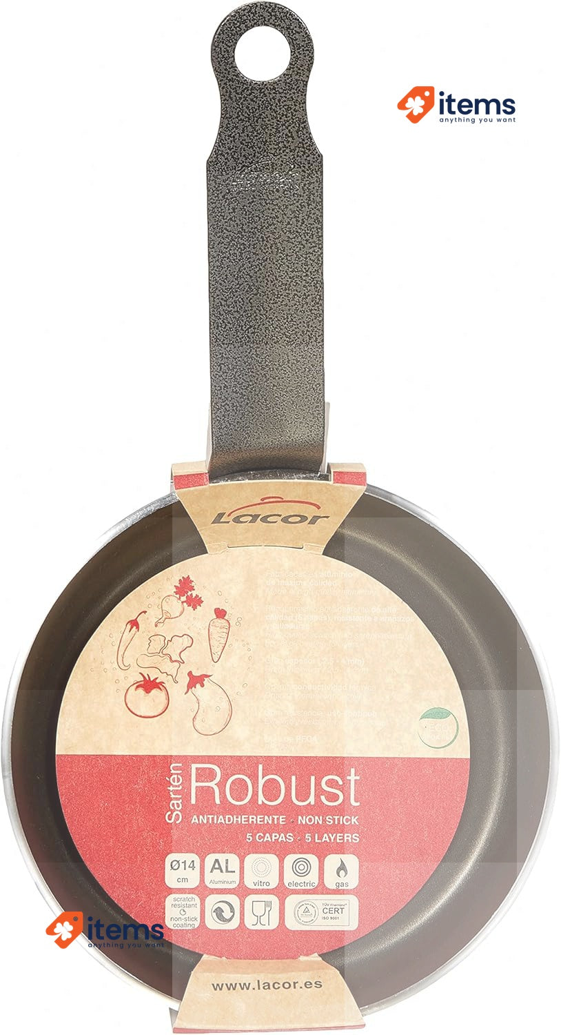 LACOR 23614 Robust Non-Stick Frying Pan, 14 cm, Grey Top Quality Aluminium