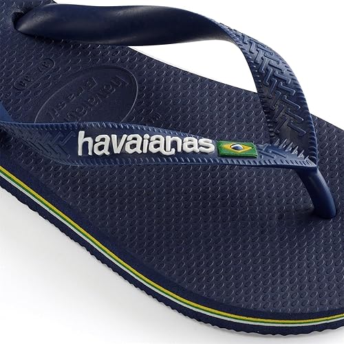 Havaianas Brasil Logo, Unisex Adult Sandals, Navy Blue, 43/44