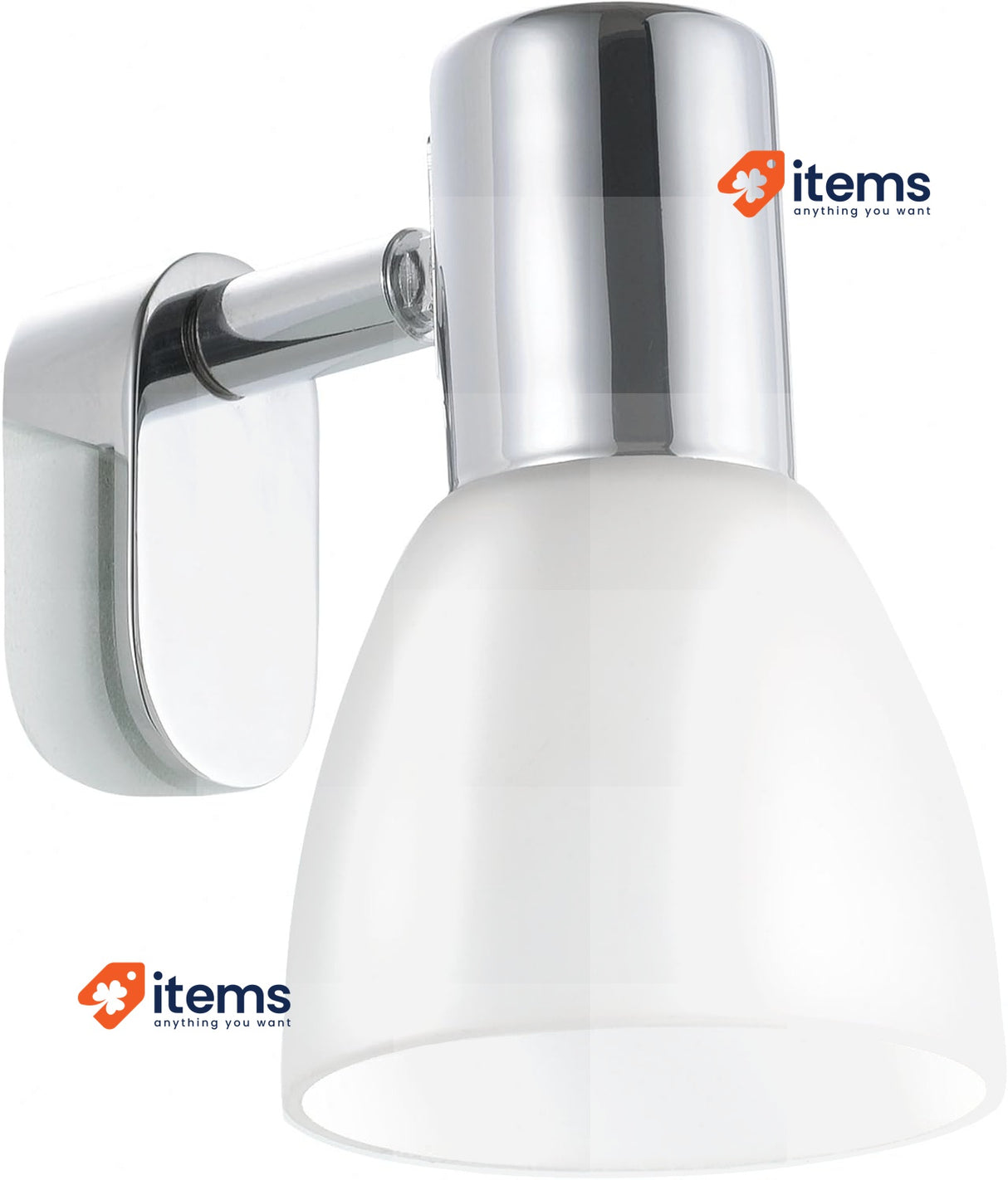 Eglo Mirror Light Vanity Sticker, IP44 E14 Socket, Metal Chrome and White Glass