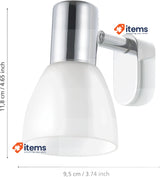 Eglo Mirror Light Vanity Sticker, IP44 E14 Socket, Metal Chrome and White Glass