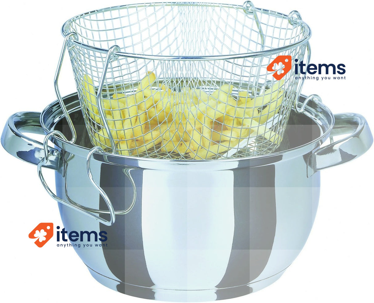 GSW French Fries Pot 488204 GSW Stahlwaren 22 x 11.5 cm 3 Litre Silver GmbH