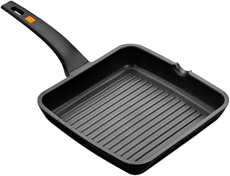 Braisogona Efficient Ribbed Grill Pan, Cast Aluminium Black 28 x 28 x 30 cm