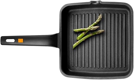 Braisogona Efficient Ribbed Grill Pan, Cast Aluminium Black 28 x 28 x 30 cm