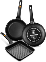 Braisogona Efficient Ribbed Grill Pan, Cast Aluminium Black 28 x 28 x 30 cm