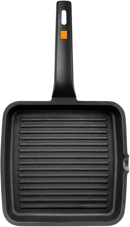 Braisogona Efficient Ribbed Grill Pan, Cast Aluminium Black 28 x 28 x 30 cm