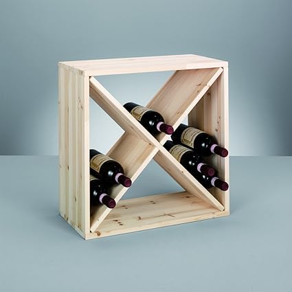 Zeller 13170 Wine Shelf Natural Wood "Kreuz" 52 x 25 x 52