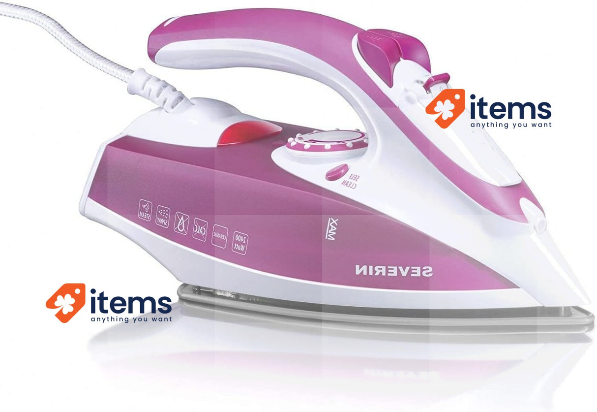 SEVERIN Steam Iron With Ceramic - Coated Sole And Non Stick Effect White/Purple