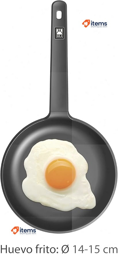 BRA Efficient Aluminium Frying Pan, 20 cm, Cast, Black