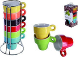 Out of the blue Espresso Cups, Ceramic, Multi-Colour, 7 Piece Set, 6 cups