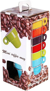 Out of the blue Espresso Cups, Ceramic, Multi-Colour, 7 Piece Set, 6 cups