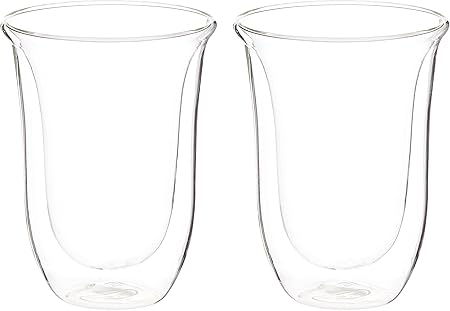 Delonghi 5513214611 Latte Macchiato Thermo Glasses - Pack of 2,Transparent