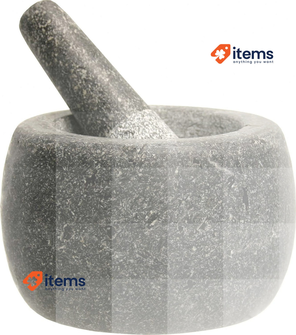 JADE TEMPLE Stone Mortar with Pestle, Granite, Grey, Granite 14 x 10 cm