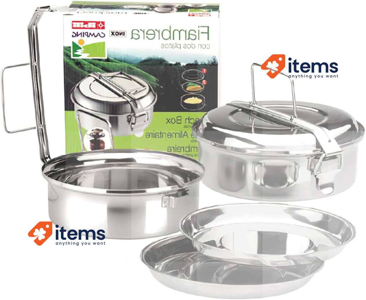 IBILI 720618 Stainless Steel Lunch Box with Plates, 18 cm Fiambrera INOX