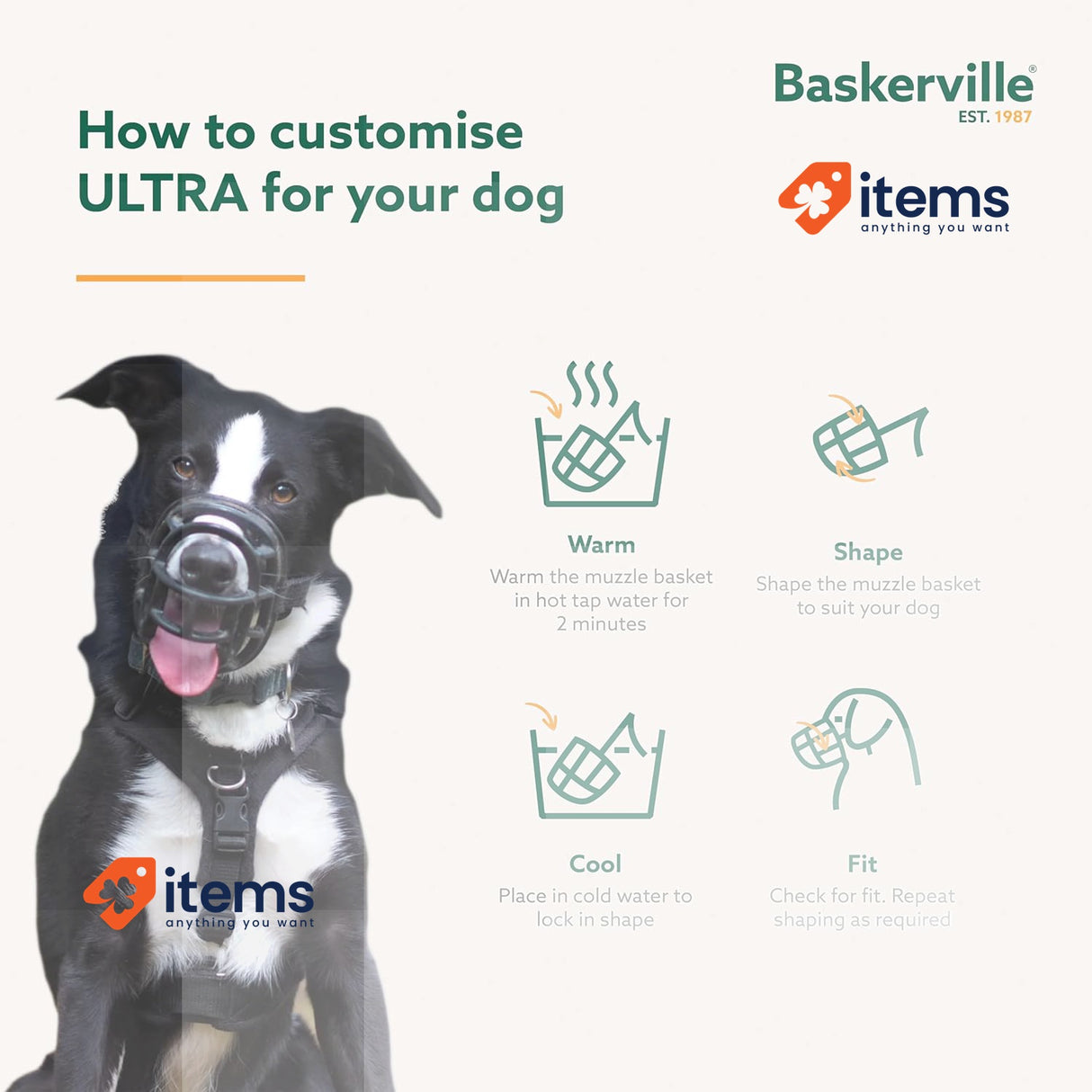 Safe BASKERVILLE ULTRA MUZZLE, Size 5, Breathable, Medium & Large Dogs Patented