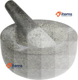 JADE TEMPLE Stone Mortar with Pestle, Granite, Grey, Granite, grey, 15.5 x 8 cm