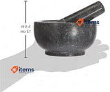 JADE TEMPLE Stone Mortar with Pestle, Granite, Grey, Granite, grey, 15.5 x 8 cm