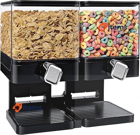 Honey Compact-Dry Food Dispenser-Double Canister, Black/Transparent