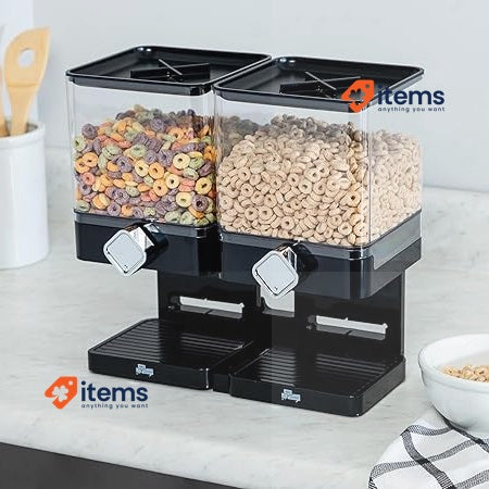 Honey Compact-Dry Food Dispenser-Double Canister, Black/Transparent