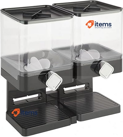 Honey Compact-Dry Food Dispenser-Double Canister, Black/Transparent