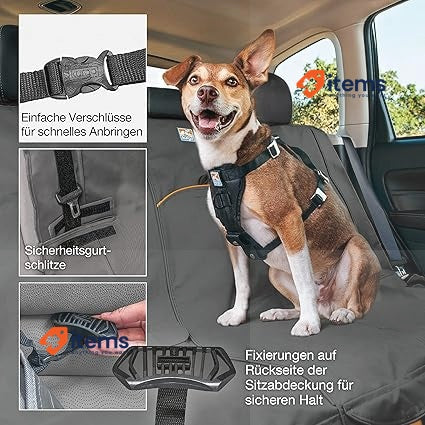 Kurgo Wander Bench Seat Cover Stain-Resistant Black Waterproof Secure