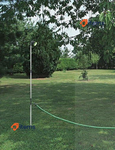 Ribimex Telescopic Garden Shower To Spike Or Tripod, Swivel Head Green/Grey 1