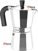 Monix Vitro Express 3-Cup Aluminium Coffee Maker Easy Cleaning Silver Non-Stick