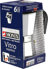 Monix Vitro Express 12 Cup Coffee Maker, Aluminium, Silver, Moka Pot Espresso