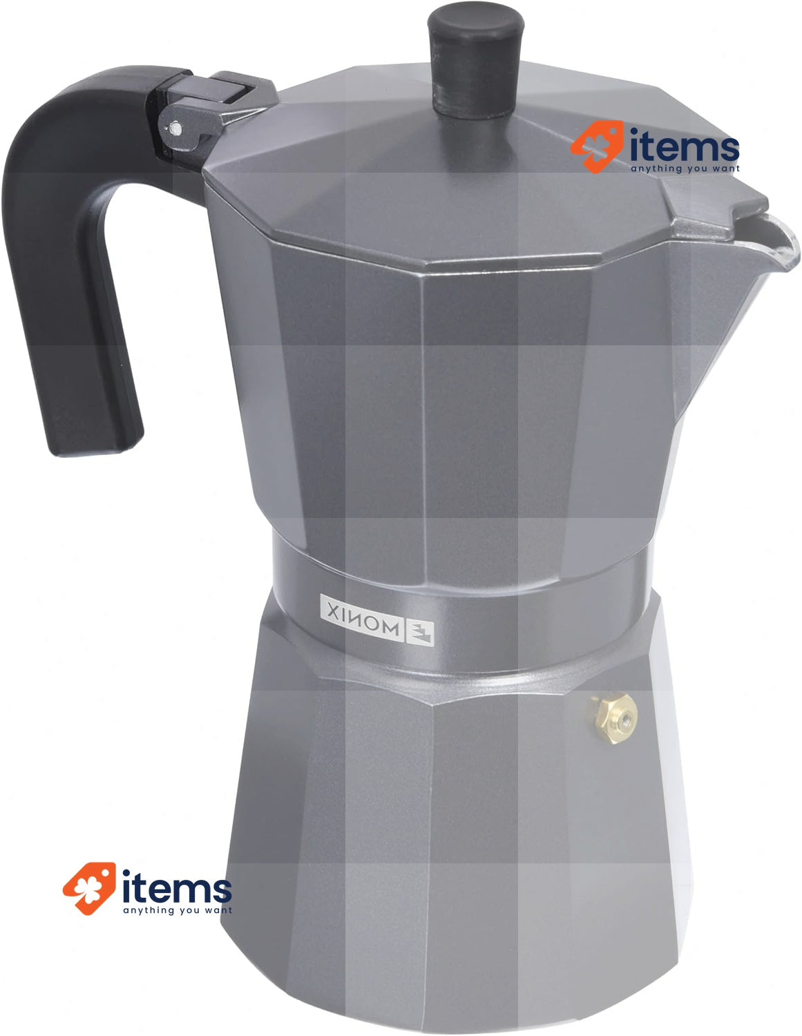 Monix Vitro Noir Non-Stick Coffee Maker, Aluminium, Black, 6 Cups