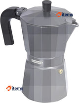 Monix Vitro Noir Non-Stick Coffee Maker, Aluminium, 6 Cups, Black