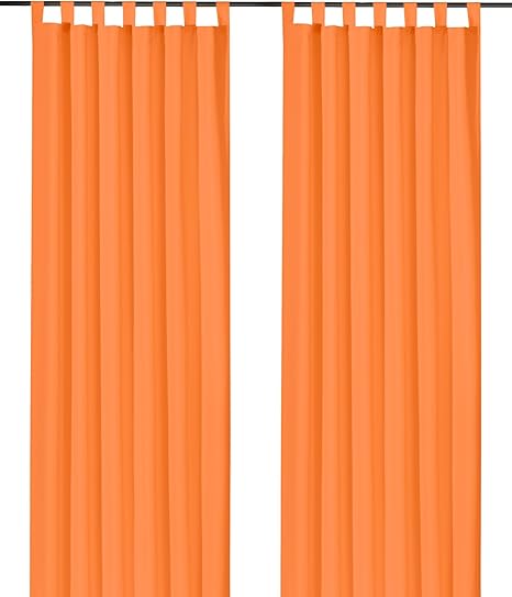 Heimtexland Decorative curtain with loops and ruching tape orange 245 x 140 cm