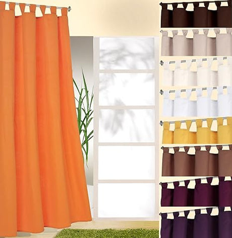 Heimtexland Decorative curtain with loops and ruching tape orange 245 x 140 cm